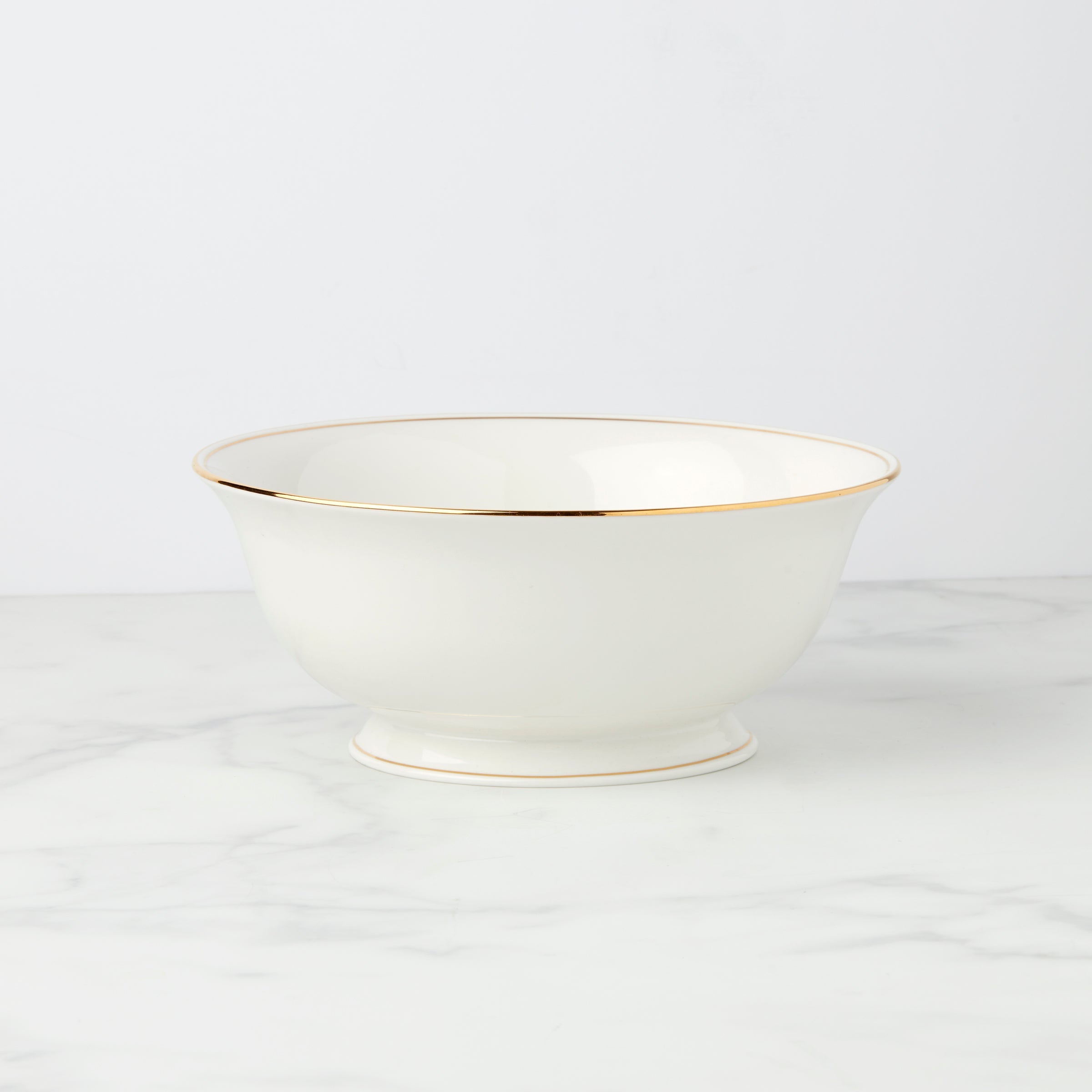 Porcelain Large Serving Bowl with Gold Accents