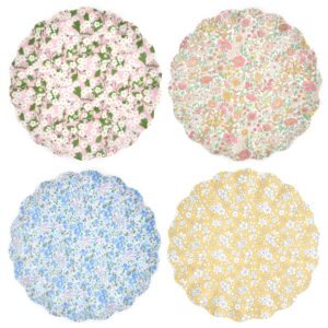 9.75" Floral Scalloped Melamine Dinner Plates, Set of 4