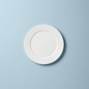 White Textured Ring Dinner Plate