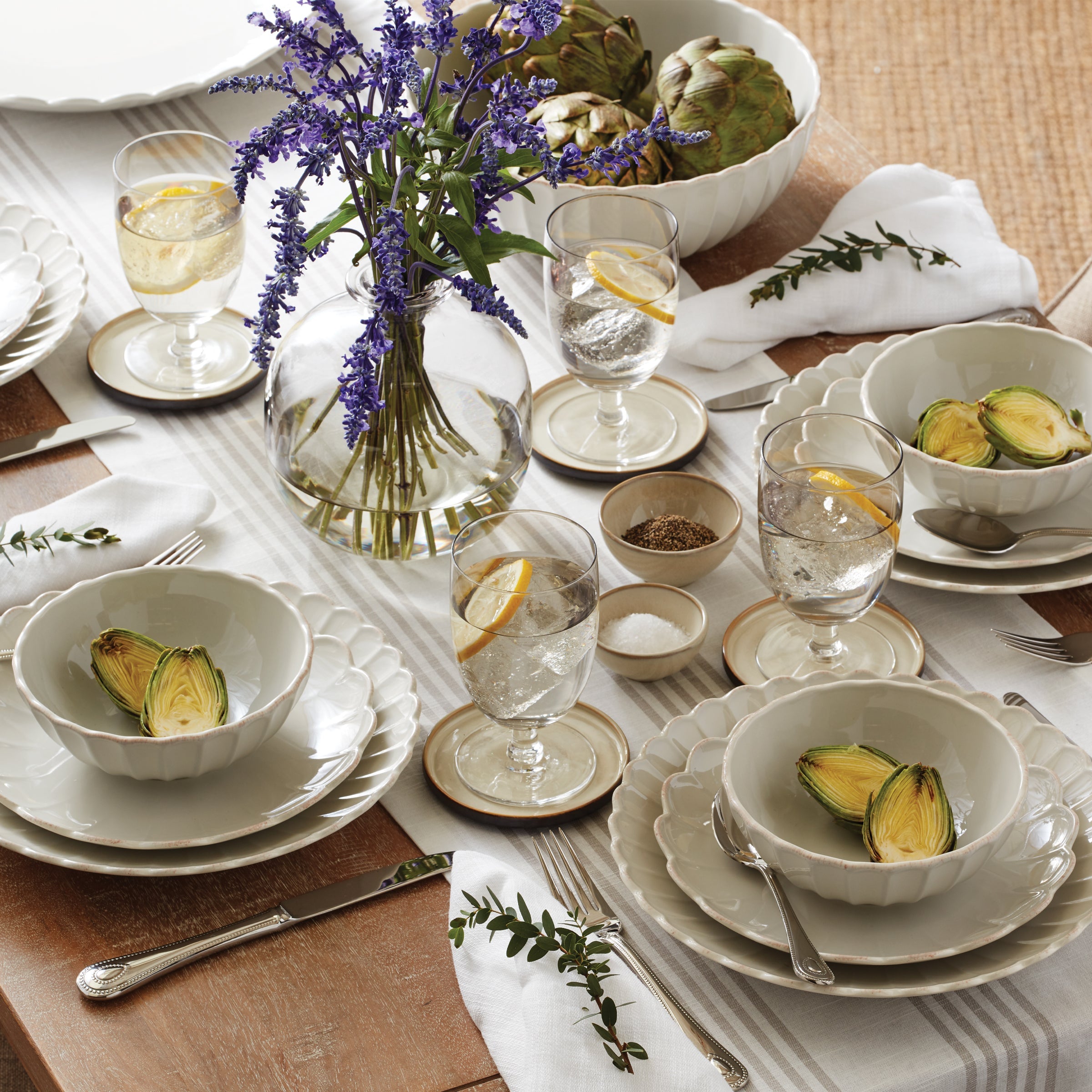 Scalloped Stoneware Dinner Plates, Set of 4 - Image 12