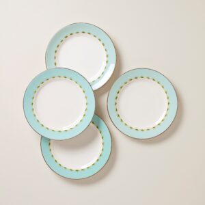 Tropical Palm Border Porcelain Dinner Plates, Set of 4